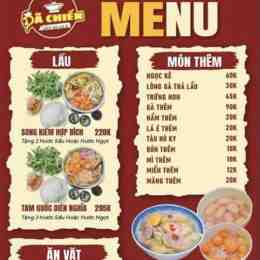 lẩu gà lá é dã chiến menu
