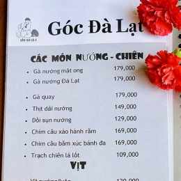 thực đơn của góc đà lạt lẩu gà lá é mễ trì 1