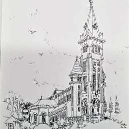 tranh vẽ nhà ga đà lạt