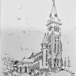vẽ nhà ga đà lạt đơn giản